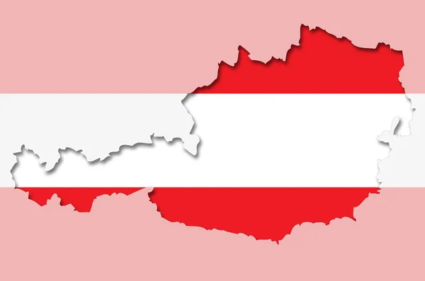 Osnovy mapa Rakouska s transparentní Rakouská vlajka — Stock fotografie