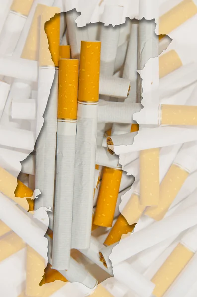 Übersichtskarte von Portugal mit transparenten Zigaretten im Hintergrund — Stockfoto