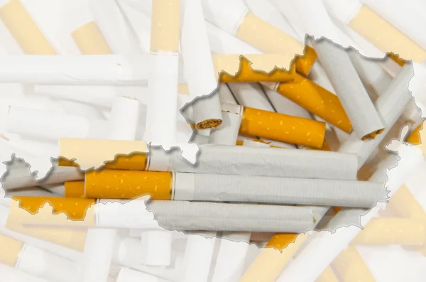 Übersichtskarte von Österreich mit transparenten Zigaretten im Hintergrund — Stockfoto