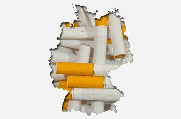 Übersichtskarte von Deutschland mit Zigaretten im Hintergrund — Stockfoto