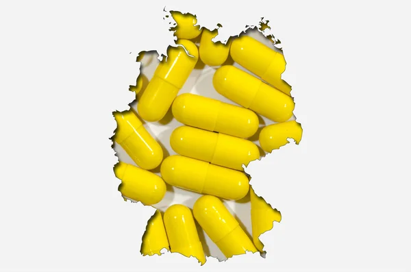 Mapa de Alemania con pastillas en el fondo —  Fotos de Stock