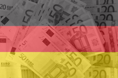 Flag of Germany with transparent euro banknotes in background clipart