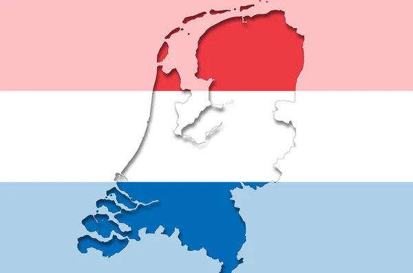 Overzicht kaart van Nederland met transparante Nederlandse vlag — Stockfoto