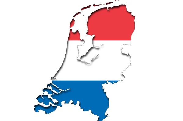Osnovy mapa Nizozemska s holandskou vlajkuπερίγραμμα της Ολλανδίας με ολλανδική σημαία — Φωτογραφία Αρχείου