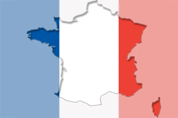 Átlátszó osztrák zászló szerkezeti Franciaország térképe — Stock Fotó