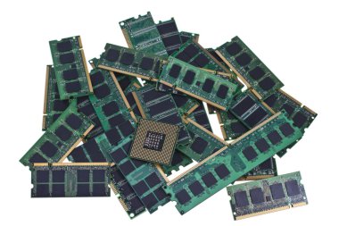 Memory modules and a modern CPU clipart