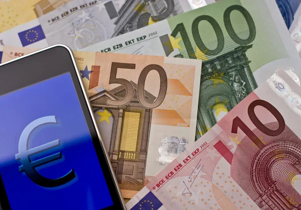 Handdator med euron registrera - två- — Stockfoto