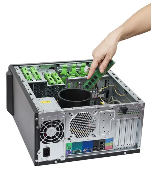 Open modern computer (backside view) — Stock Photo, Image
