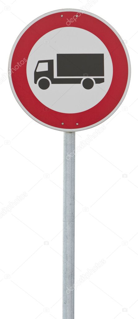 Traffic sign: motor lorry (clipping path included)