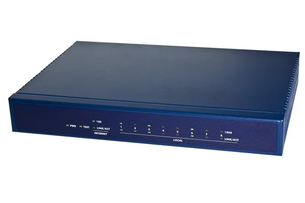 Blue internet broadband router — Stock Photo, Image