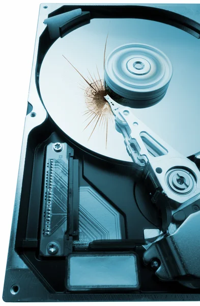 Broken hard disk on white background — Stock Photo, Image