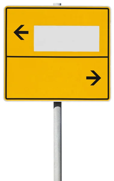 Señal de dirección amarilla (ruta de recorte incluida ) — Foto de Stock