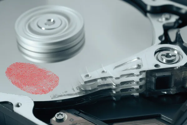 Fingerprint on Hard disk drive — Stock Photo, Image