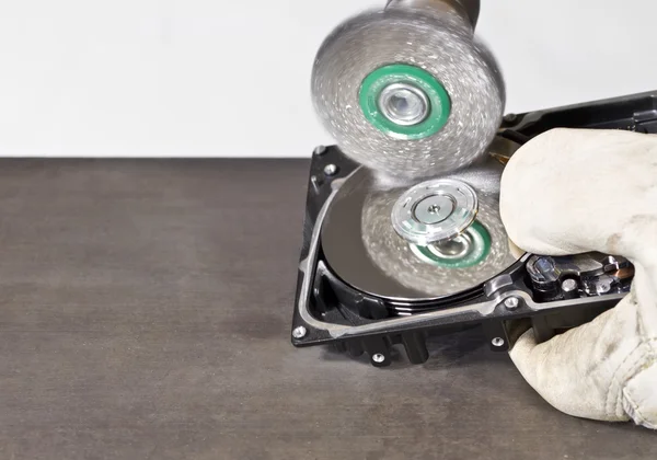 Ocelový kartáč čistící jednotka pevného disku — Stock fotografie