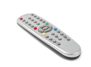 Plastic remote control on white background clipart