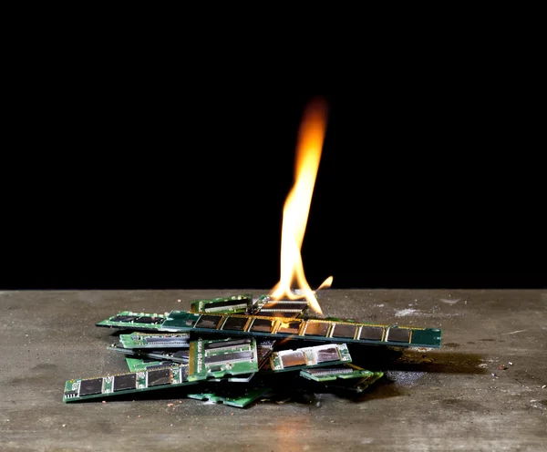 Flames on memory modules — Stock Photo, Image