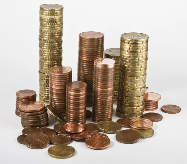 Stacks of euro coins — Stock Photo, Image