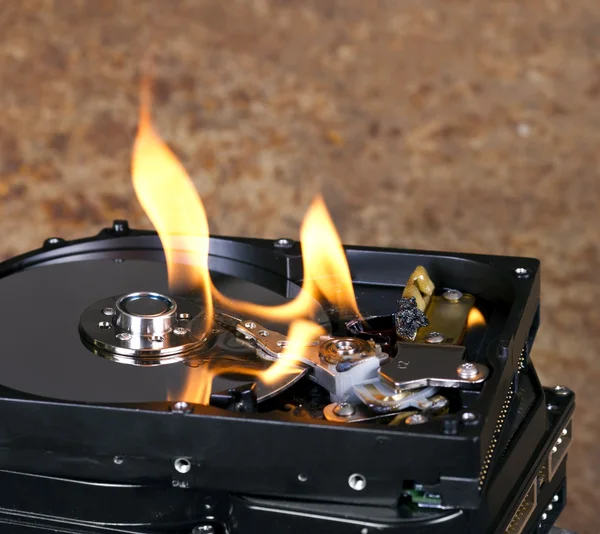 Hořící pevný disk — Stock fotografie