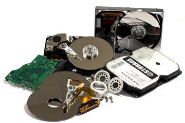 Diffenrent parts of hard drive clipart