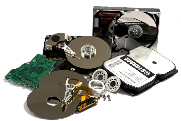Diffenrent parts of hard drive — Stock Photo, Image