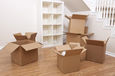 Room Of Cardboard Boxes for Moving House clipart