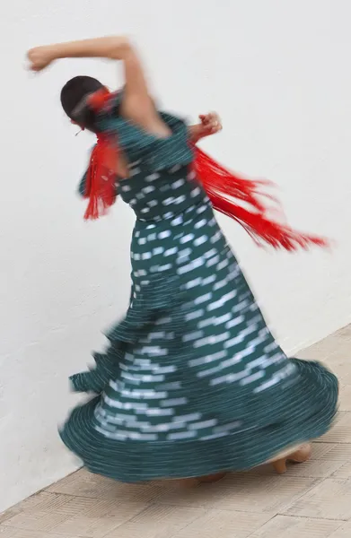 動きぼやけ紡績女性スペインのフラメンコ ダンサーのショット — ストック写真