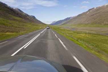 Driving Through Iceland Highlands clipart