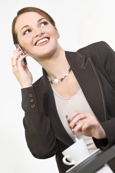 Boldog végrehajtó telefonhívás — Stock Fotó