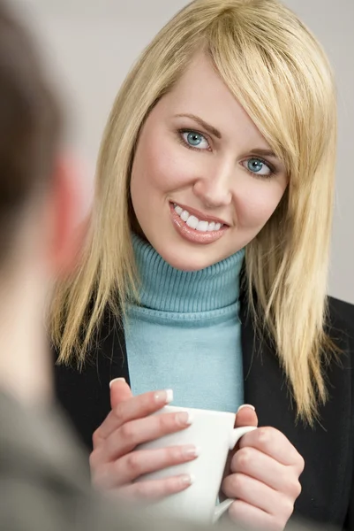 Businesswoman Drinking Tea or Coffee — Stock Photo, Image