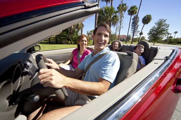 Family Driving In Convertible Car — Stock Photo, Image