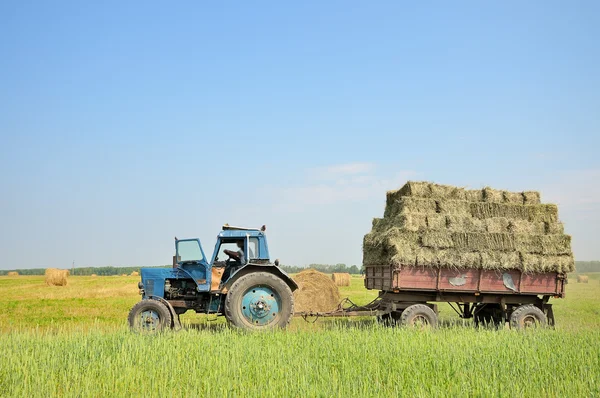 Traktor med hö — Stockfoto