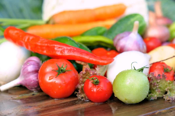 Vegetables on a wet table. — Stock Photo, Image