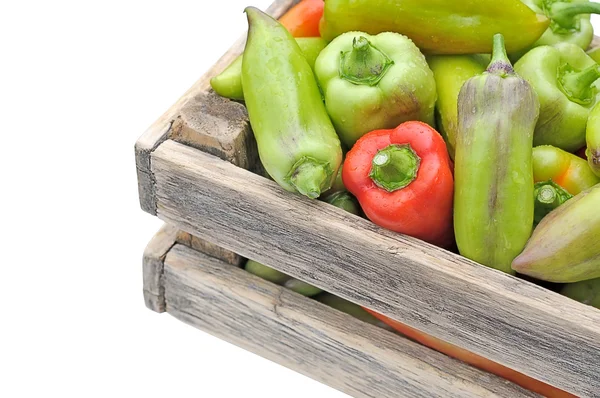 Peppers in a box — Stock Photo, Image
