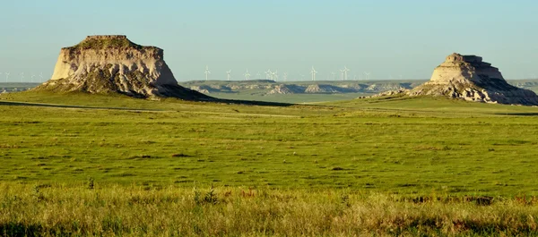 Pawnee buttes with wind mills — Stock Photo, Image