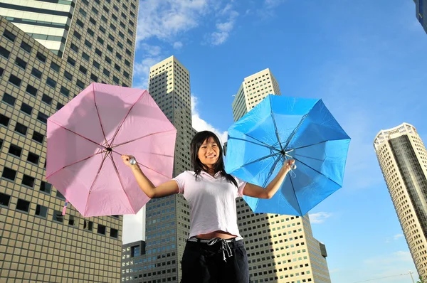 Ilustrační obrázek ženy s deštníkem — Stock fotografie