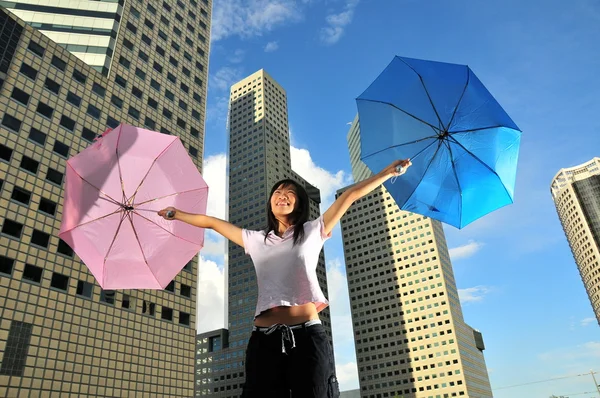 Conceptual picture of Woman with Umbrella — Stock Photo, Image