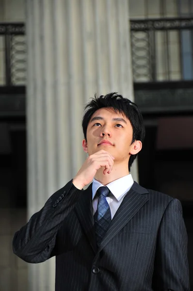 Asiático chinês homem em vários pensamento pose — Fotografia de Stock
