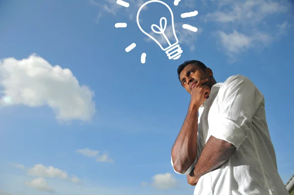 stock image Indian asian man stuck by an idea