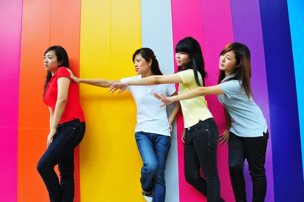 Asian chinese girl outcast from group — Stock Photo, Image
