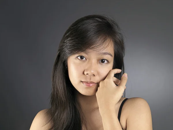 Menina chinesa asiática em várias expressões — Fotografia de Stock