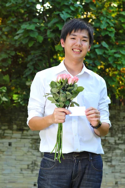 Asian Man preparing a proposal — Stock Photo, Image