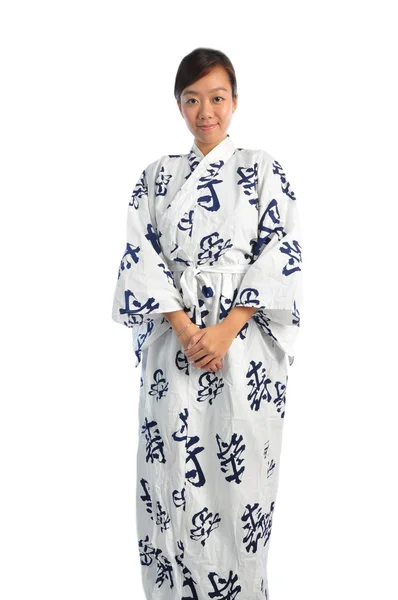 Asijské japonská žena v yukata tisků — Stock fotografie