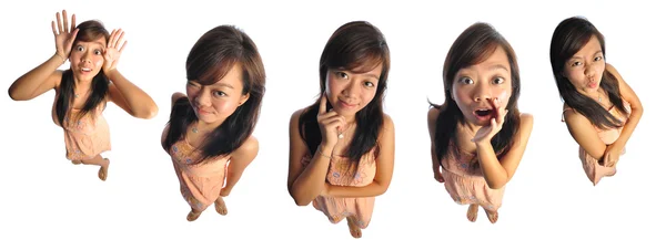 Asiatisk kinesisk kvinna i docka som söta poser — Stockfoto