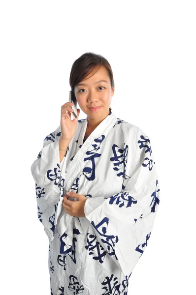 Японская девушка в Юкате и в различных позах — стоковое фото