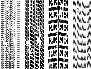 Set of four dirty tire tracks clipart