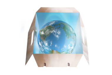 Cloudy world in a drop box clipart