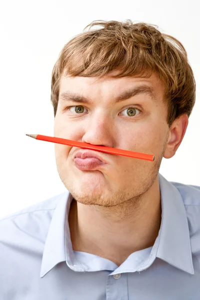 Portrait of a manager with a pencil — Stock Photo, Image