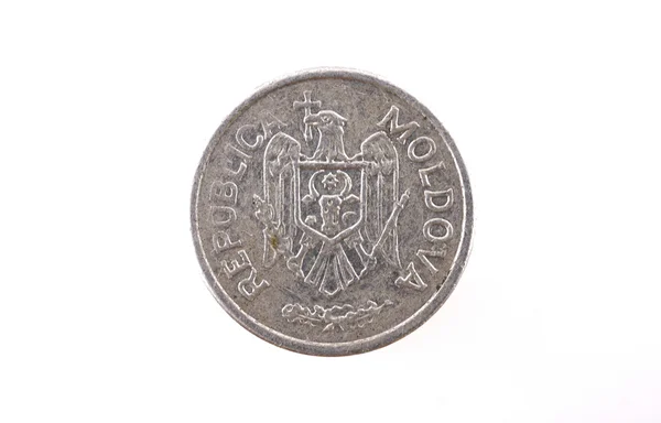 Moneta moldava nei 25 bani, isolata su fondo bianco — Foto Stock