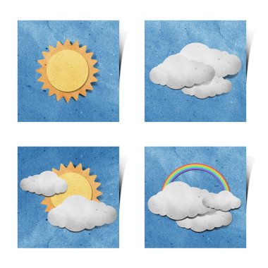 Weather recycled paper craft stick on grunge paper background clipart