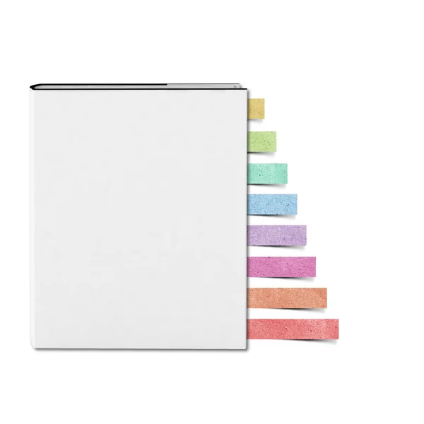 Tapa blanca en blanco Libro y bloc de notas papel reciclado palo artesanal en bac blanco —  Fotos de Stock